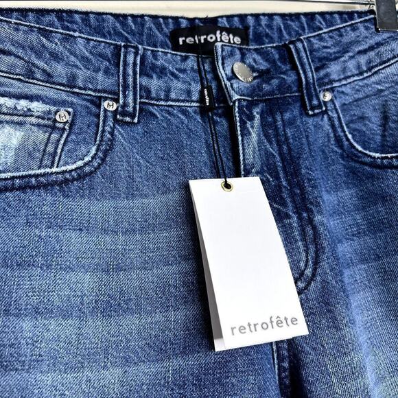 Retrofete Chris Low Rise Jeans Distressed Destroyed Straight Leg Loose Fit - Picture 4 of 8